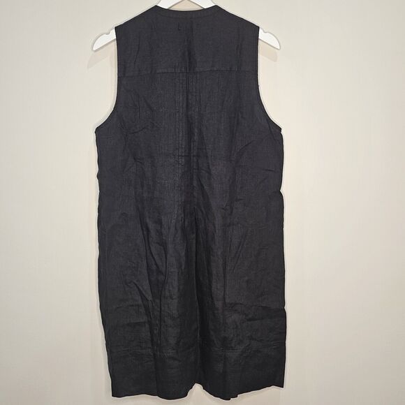 Quince 100% European Linen Swing Dress Black Large NWT Minimalist Quiet Luxury - Picture 7 of 9
